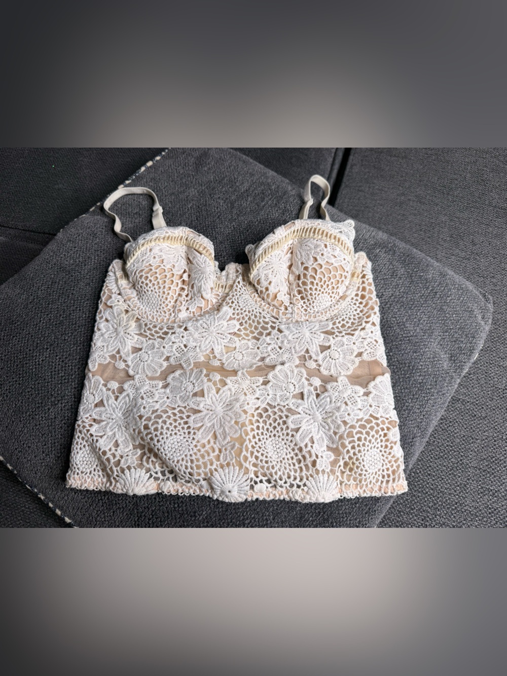 Victoria's Secret Cream Lace Floral Bralette